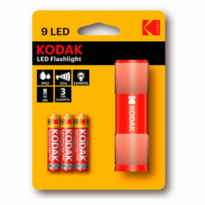 Ficklampa LED Kodak  9LED Röd