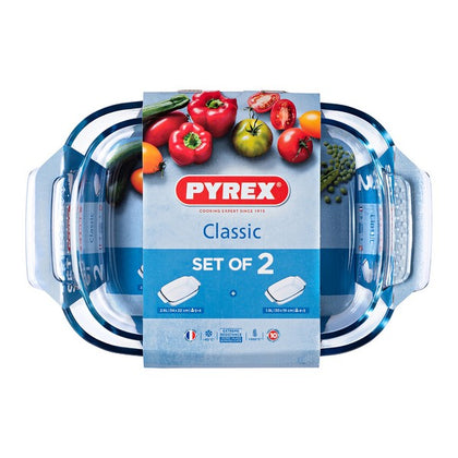 Set med Ugnsfasta Formar Pyrex Classic Transparent Borosilikatglas (2 pcs)