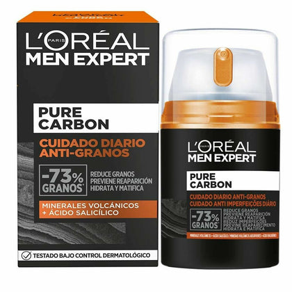 Vårdande rengöring L'Oreal Make Up Men Expert Pure Carbon Fuktgivande Matt ytbehandling Anti-acne (50 ml)