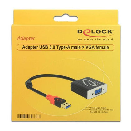 USB 3.0 till VGA Adapter DELOCK 62738 20 cm Svart