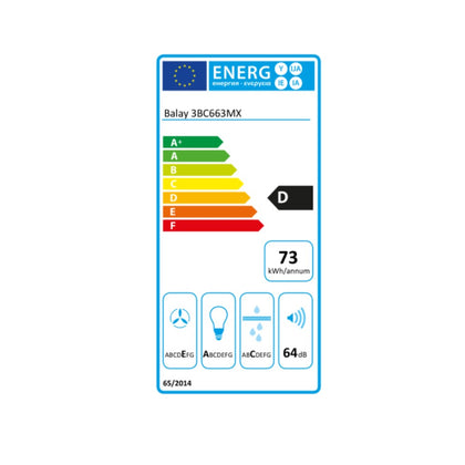 Konventionell fläkt Balay 3BC663MX 60 cm 380 m3/h 64 dB 135W