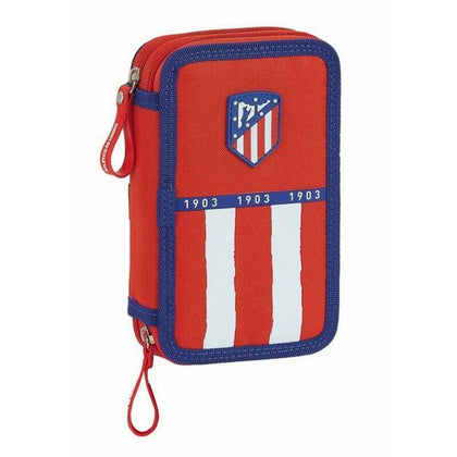 Dubbelt pennfodral Atlético Madrid M854 Blå Vit Röd Sportig 28 Delar 12.5 x 19.5 x 4 cm