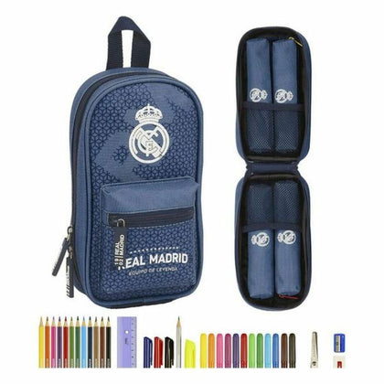 Pennfodral Ryggsäck Real Madrid C.F. Leyenda Blå Sportig 33 Delar 12 x 23 x 5 cm