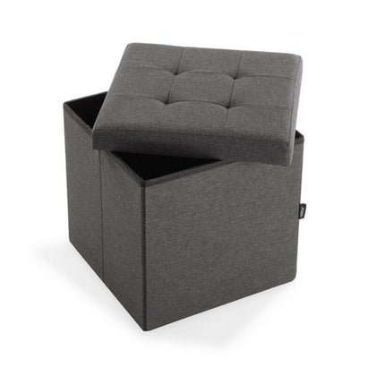 Avtagbar puff linne Trä MDF (38 x 37,5 x 38 cm)