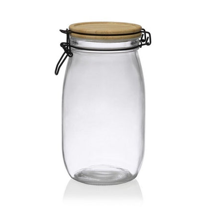 Genomskinlig glasburk Bambu 1,5 l