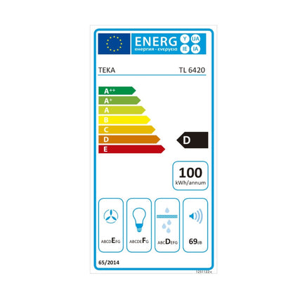 Konventionell fläkt Teka TL6420W 60 cm 354 m3/h 69 dB 286W