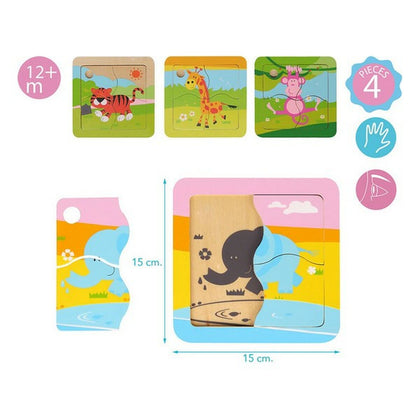 Pussel Kiokids 4 pcs (15 x 15 cm)