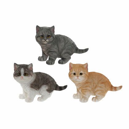 Prydnadsfigur DKD Home Decor Katt Vit Grå Orange Kattunge 20,5 x 10 x 15 cm (3 Delar) (3 antal)