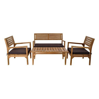 Set med bord och 3 fåtöljer DKD Home Decor   Teak Bomull (127 x 72 x 88 cm) (4 pcs)