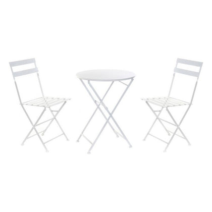 Bordsgrupp med 2 stolar DKD Home Decor Vit Metall 80 cm 60 x 60 x 70 cm (3 pcs)