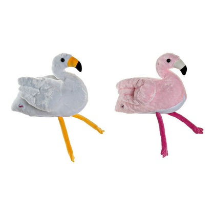 Mjukisleksak DKD Home Decor Vit Rosa Barn Rosa flamingo 34 x 25 x 27 cm (2 antal)