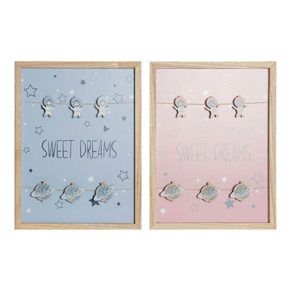 Fotoram med klämmor DKD Home Decor Sweet Dreams Trä Trä MDF 40 x 40 x 3 cm (2 antal)