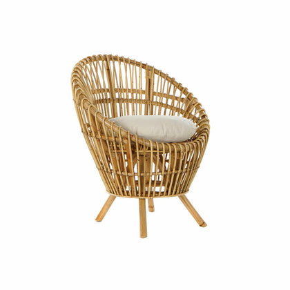 Fåtölj DKD Home Decor 8424001750092 Naturell Bomull Vit Rattan (74 x 67 x 85 cm)