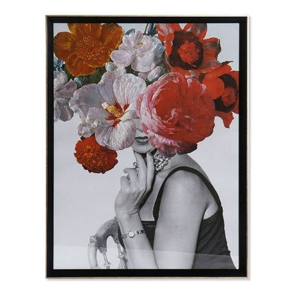 Tavla DKD Home Decor Woman Flower Kvinna Virágok (64 x 3 x 84 cm)