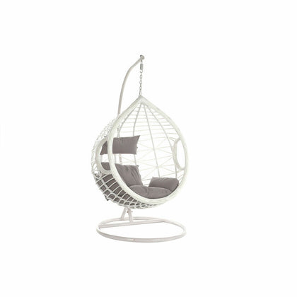 Hängande trädgårdsfåtölj DKD Home Decor 107 x 107 x 198 cm 90 x 70 x 110 cm Grå syntetisk rattan Aluminium Vit