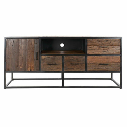 TV-möbler DKD Home Decor Svart Mörkbrun Metall Återvunnet Trä Plast Mangoträ 135 x 42 x 60 cm