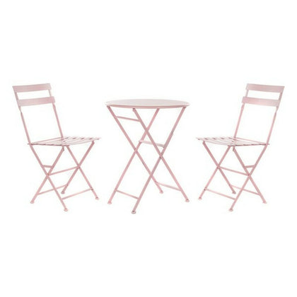 Bordsgrupp med 2 stolar DKD Home Decor MB-177410 Rosa Metall 60 x 60 x 75 cm (3 pcs)