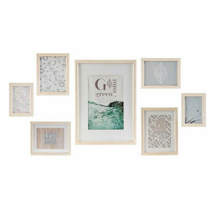 Fotoram för upphängning DKD Home Decor 32,5 x 1,5 x 45 cm Glas Naturell Grön Trä MDF Skandinavisk