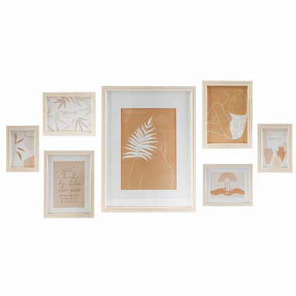 Fotoram för upphängning DKD Home Decor 32,5 x 1,5 x 45 cm Glas Naturell Brun Modern Trä MDF