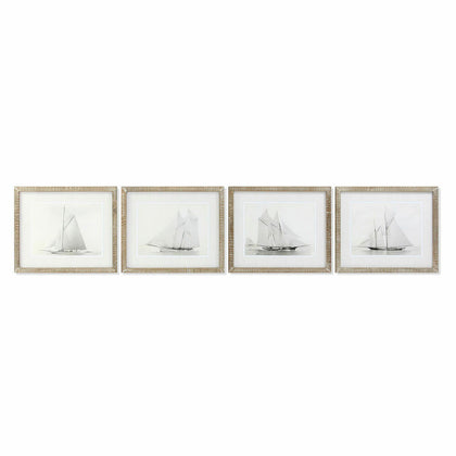 Tavla DKD Home Decor Segelbåtar 60 x 2 x 50 cm (4 antal)