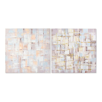 Tavla DKD Home Decor Squares Abstrakt 100 x 3 x 100 cm Modern (2 antal)