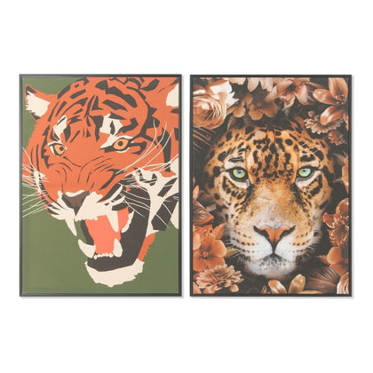 Tavla DKD Home Decor 52 x 2,7 x 72 cm Tiger Modern (2 antal)