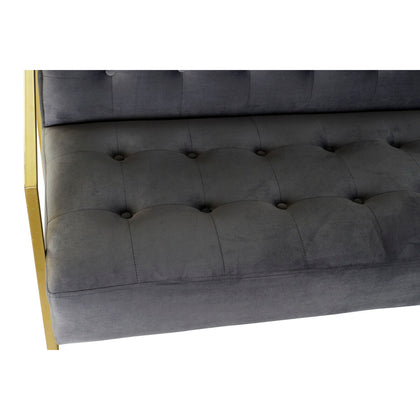 Soffa DKD Home Decor Grå Polyester Metall Gyllene Glam (128 x 70 x 76 cm)