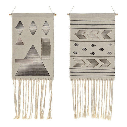 Hängdekoration DKD Home Decor Etnisk Svart Kräm Geometrisk Boho 46 x 1 x 64 cm (2 antal)