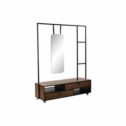 Hallmöbel med 2 lådor DKD Home Decor 8424001807437 135 x 47 x 175 cm Speglar Svart Metall Brun Mangoträ