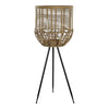 Ljusstakar DKD Home Decor Brun Svart Metall Glas Rattan Stående (31 x 31 x 77 cm)