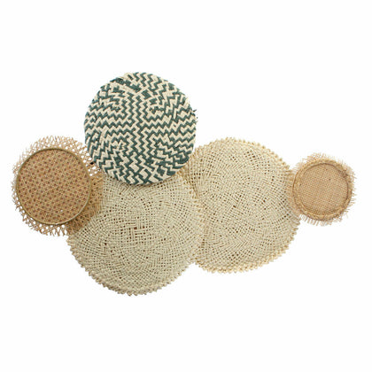 Väggdekoration DKD Home Decor linne Rattan Cirklar (96 x 6 x 60 cm)