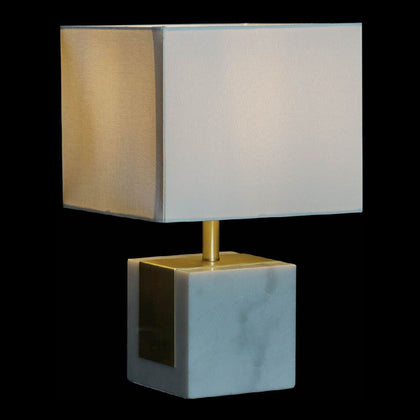 Bordslampa DKD Home Decor Vit Polyester Marmor Gyllene (26 x 26 x 43 cm)