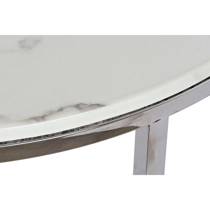 2-bordsset DKD Home Decor Silvrig Silver Marmor Stål 91,5 x 91,5 x 46 cm