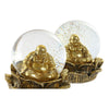 Prydnadsfigur DKD Home Decor Vit Gyllene Harts Glas Rektangulär Rund Buddha Modern Orientalisk 15 x 15 x 16 cm