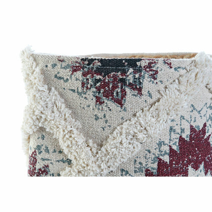 Korg DKD Home Decor Vit Svart Röd Jute Plast Frans Boho Ikat 27 x 27 x 32 cm