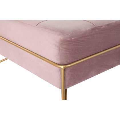 Sittpall DKD Home Decor   Skum Rosa Gyllene Metall Polyester Sammet Trä MDF (80 x 80 x 42 cm)