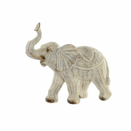 Prydnadsfigur DKD Home Decor 27 x 12 x 24,5 cm Elefant Beige Kolonial Avskalad