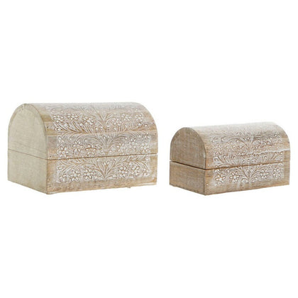 Smyckeskrin DKD Home Decor Brun Vit Mangoträ 23 x 15 x 15 cm (2 antal)