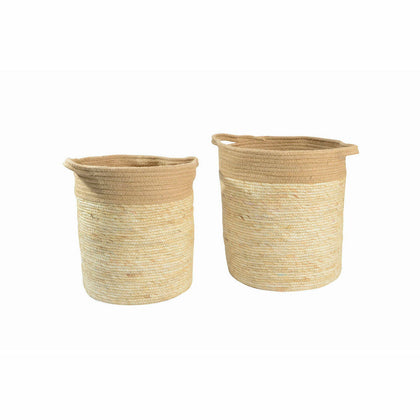 Korgset DKD Home Decor Jute Fibrer Cottage (2 pcs) (36 x 36 x 40 cm)