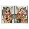 Tavla DKD Home Decor Kvinna Tiger 104 x 4,5 x 144 cm Djur Tropiskt (2 antal)