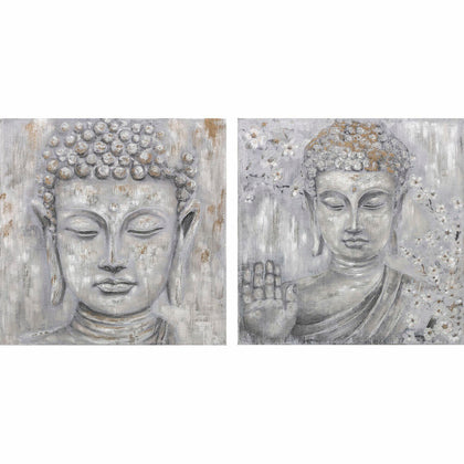 Tavla DKD Home Decor 100 x 2,4 x 100 cm Buddha Orientalisk (2 antal)