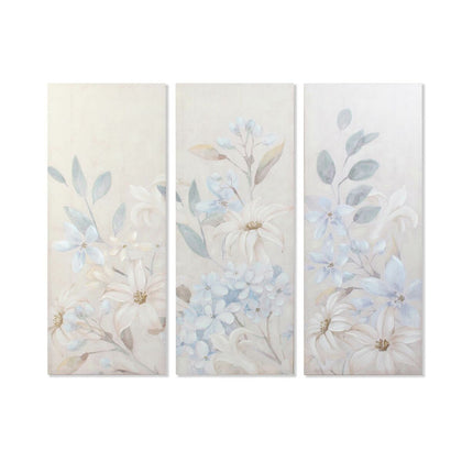 Tavla DKD Home Decor Virágok 55 x 3 x 135 cm Shabby Chic (3 Delar)