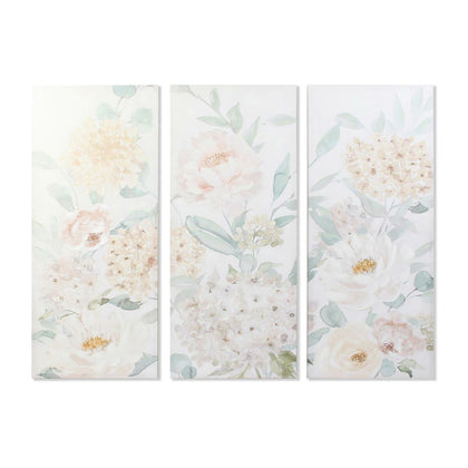 Tavla DKD Home Decor Virágok 55 x 3 x 135 cm Shabby Chic (3 Delar)