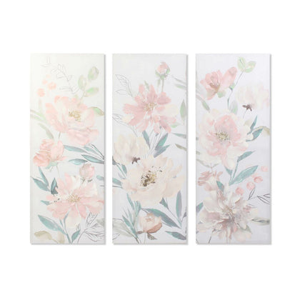 Tavla DKD Home Decor Virágok 55 x 3 x 135 cm Shabby Chic (3 Delar)