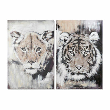 Tavla DKD Home Decor Tiger Kolonial 80 x 3 x 120 cm (2 antal)