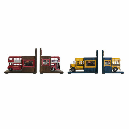 Könyvtámasz DKD Home Decor 22 x 13,5 x 17 cm Metall Trä Vintage Buss (2 antal)