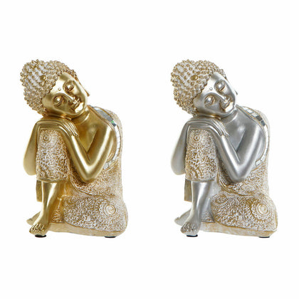 Prydnadsfigur DKD Home Decor Gyllene Silvrig Buddha Orientalisk 16 x 16 x 23 cm (2 antal)