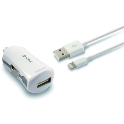 USB billaddare + MIFI ljuskabel KSIX 2.4 A Vit