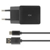 Väggladdare + USB A till USB C Kabel KSIX USB Svart