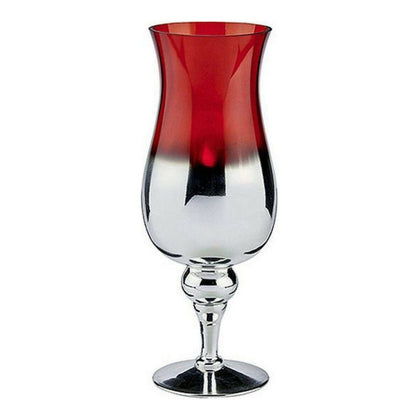 Ljusstakar Röd Glas Silver (13 x 35 x 13 cm)